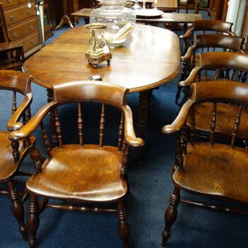 set van 6 Engelse Captains stoelen, Set van 6 antieke Engelse Captains stoelen uit 1890